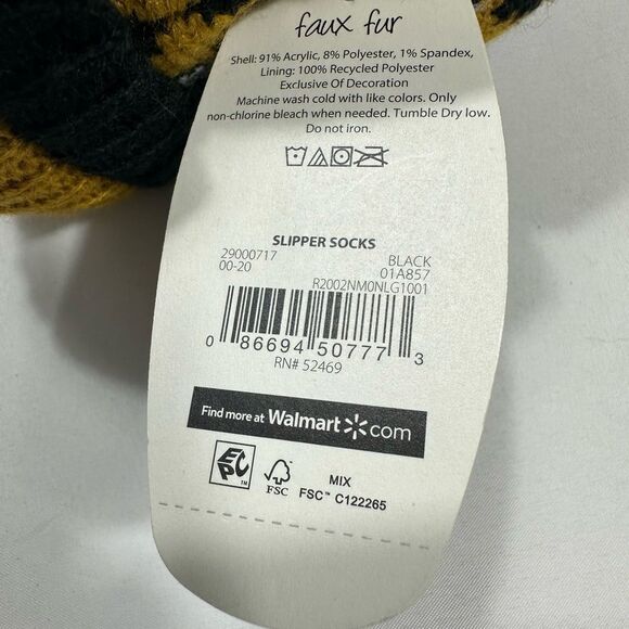 Secret Treasures Women's Multicolor Faux Fur Slipper Socks Size 4-10. 2 Pairs - Picture 5 of 9